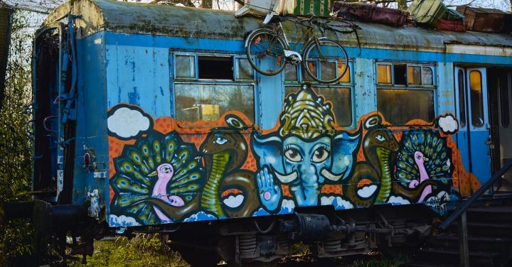 Train Art - Graffiti Painting on an Abandoned Train Couch