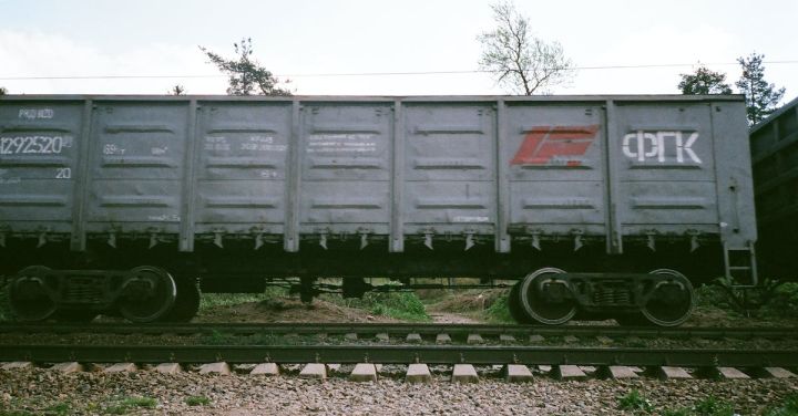 Freight Train - Gray Train on Rails