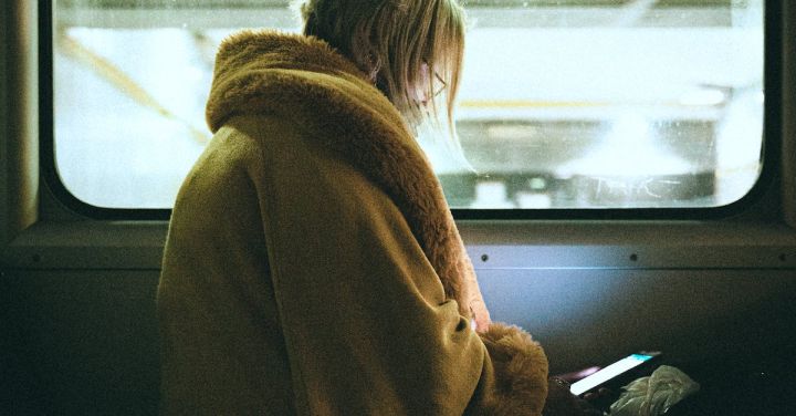 Train - Anonymous woman sitting on train