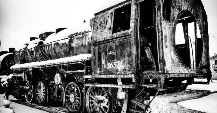 Old Train - Grayscale Photo of Train