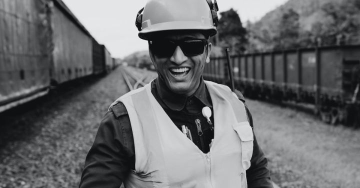 Railroad Worker - Monochrome Portrait of a Smiling Railroad Worker