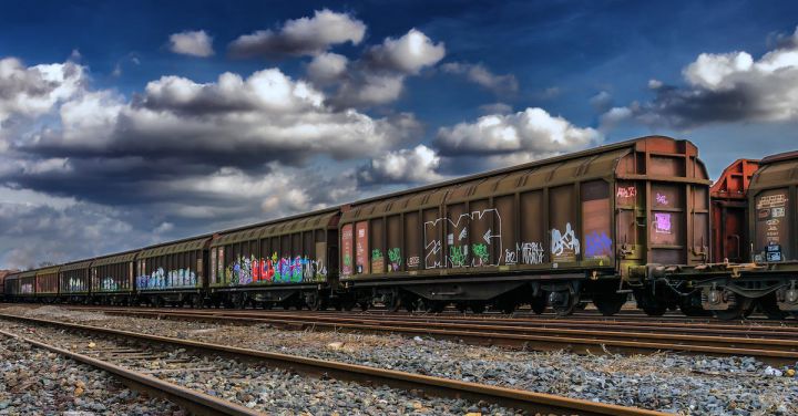 Freight Train - Brown Train Under Cloudy Sky