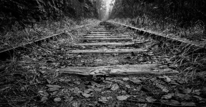 Railroad - Grayscale Photography of Train Railway