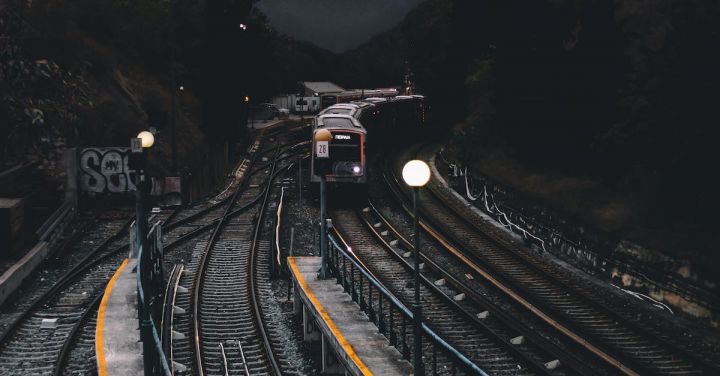 Railways - Train on Railways during Nighttime