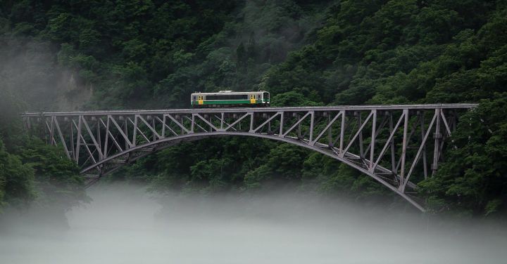 Railway Bridge - Railway bridge over river in mountain valley
