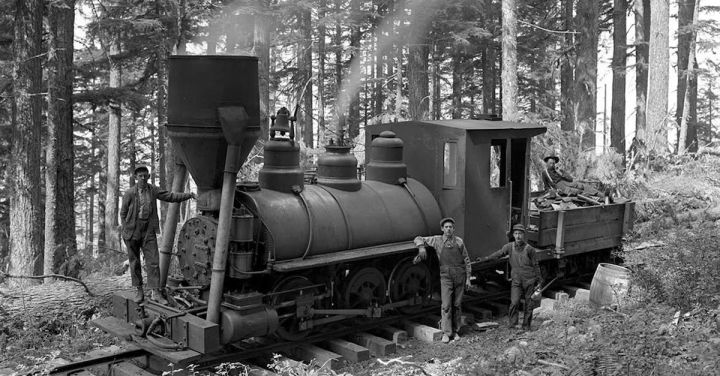 Steam Trains - Greyscale Photography of 3 Person Beside Train on Forest